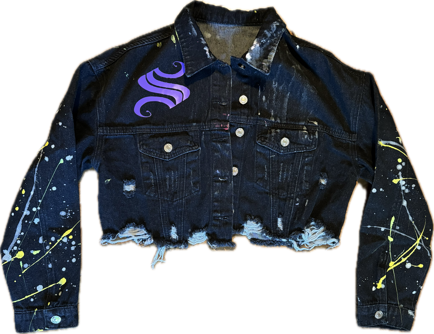 Sheiki black crop top metallica denim jacket