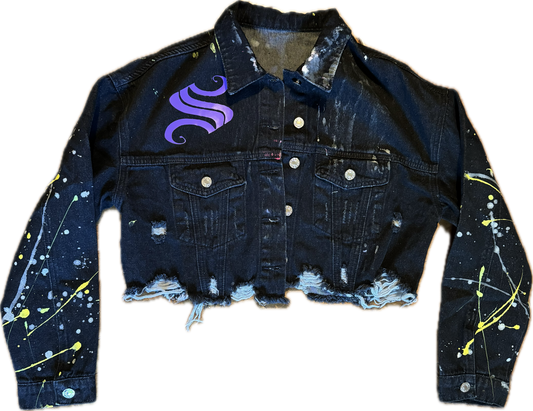 Sheiki black crop top metallica denim jacket