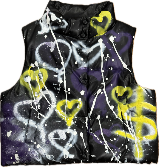 Graffitti heart puffer vest