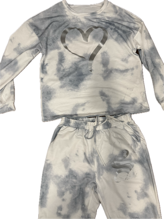 "Silver hearts" lounge wear set
