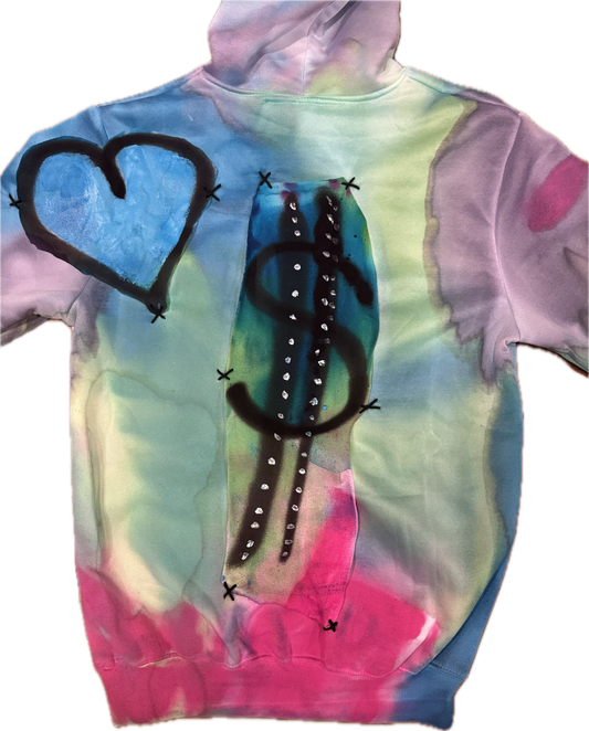 Dollar sign heart applicate hoodie