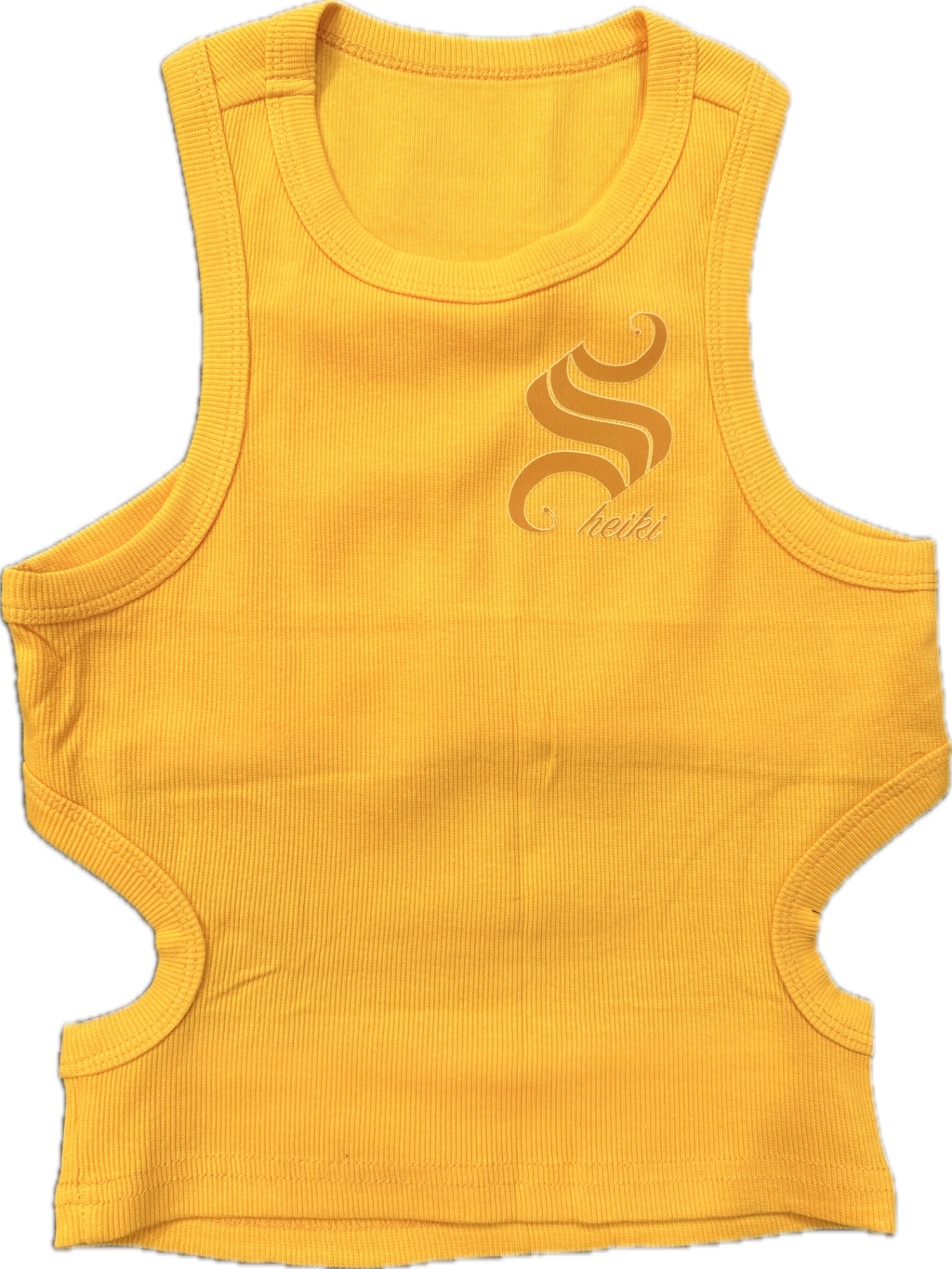 Yellow sheiki backless cropped tank top
