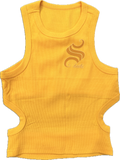 Yellow sheiki backless cropped tank top