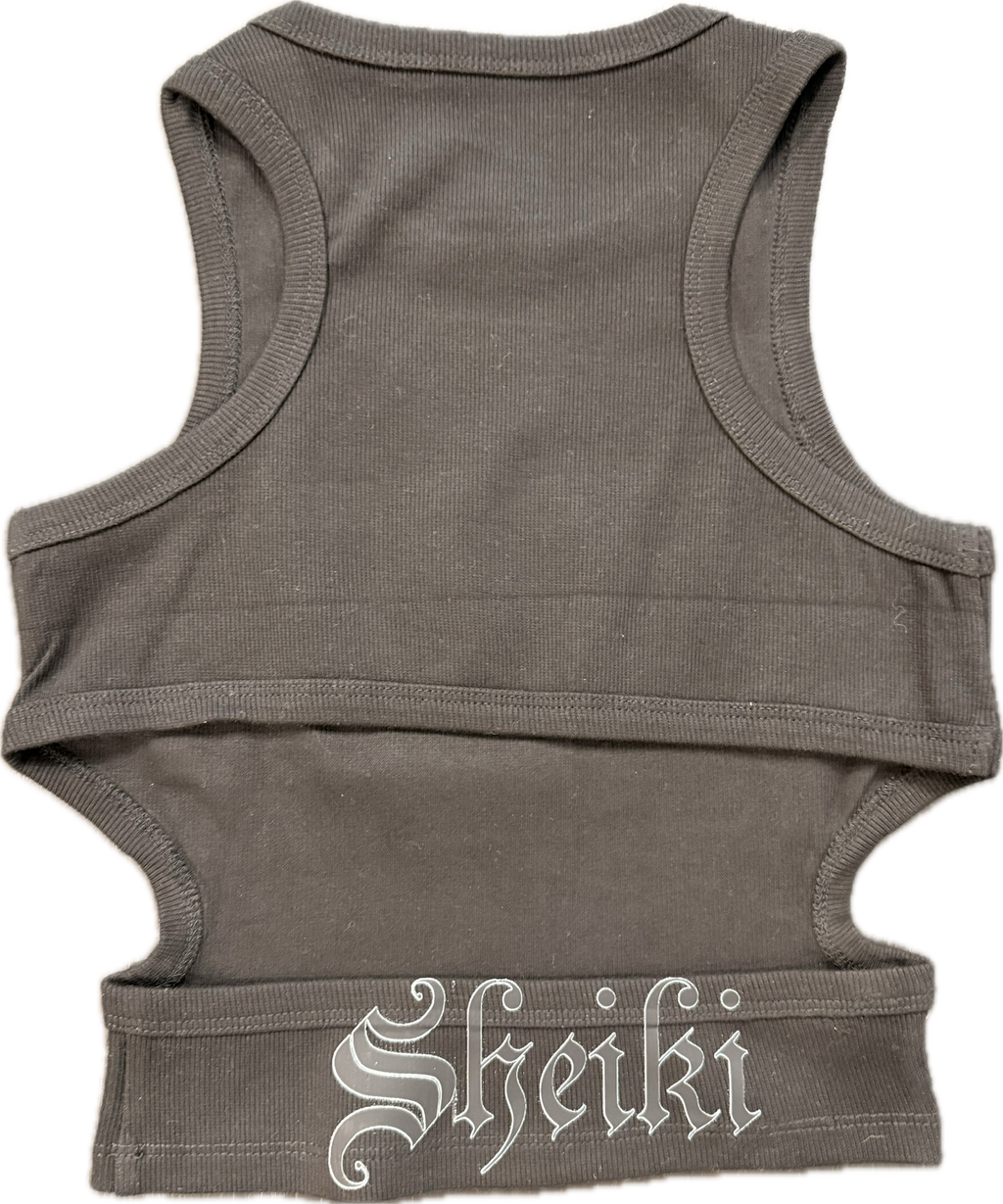 Sheiki black backless crop top