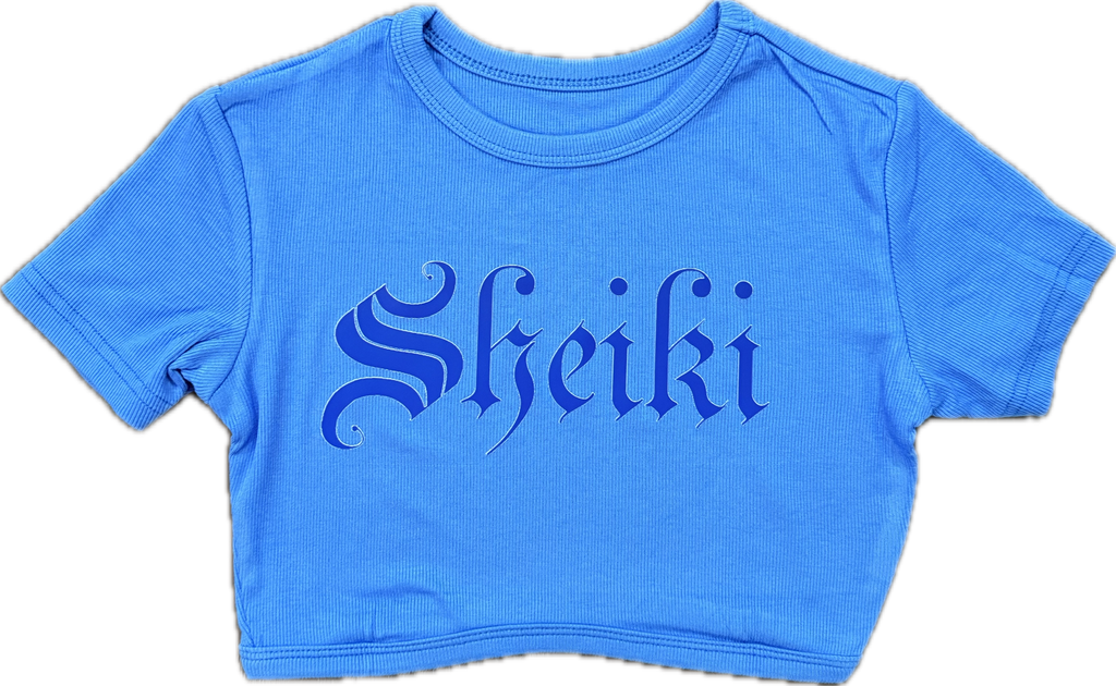 Ribbed blue cropped Sheiki shirt