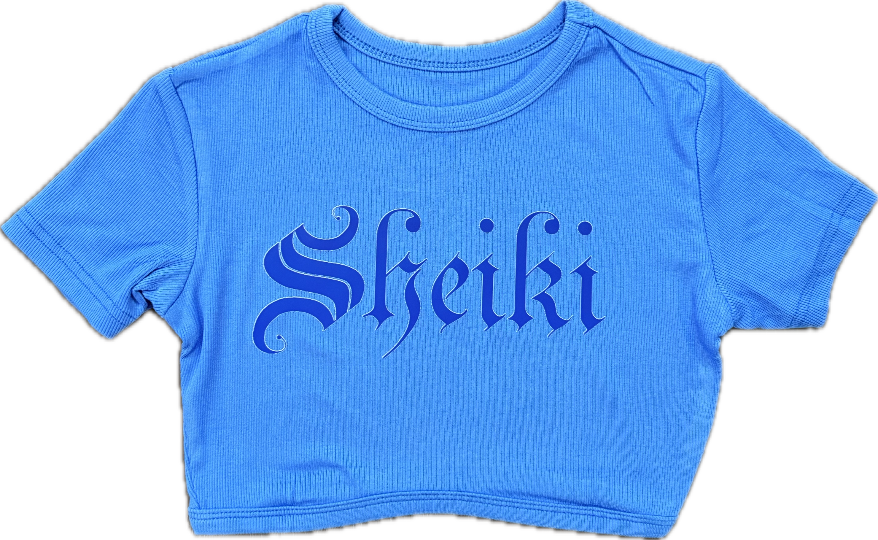 Ribbed blue cropped Sheiki shirt