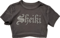 Ribbed black crop top sheiki shirt