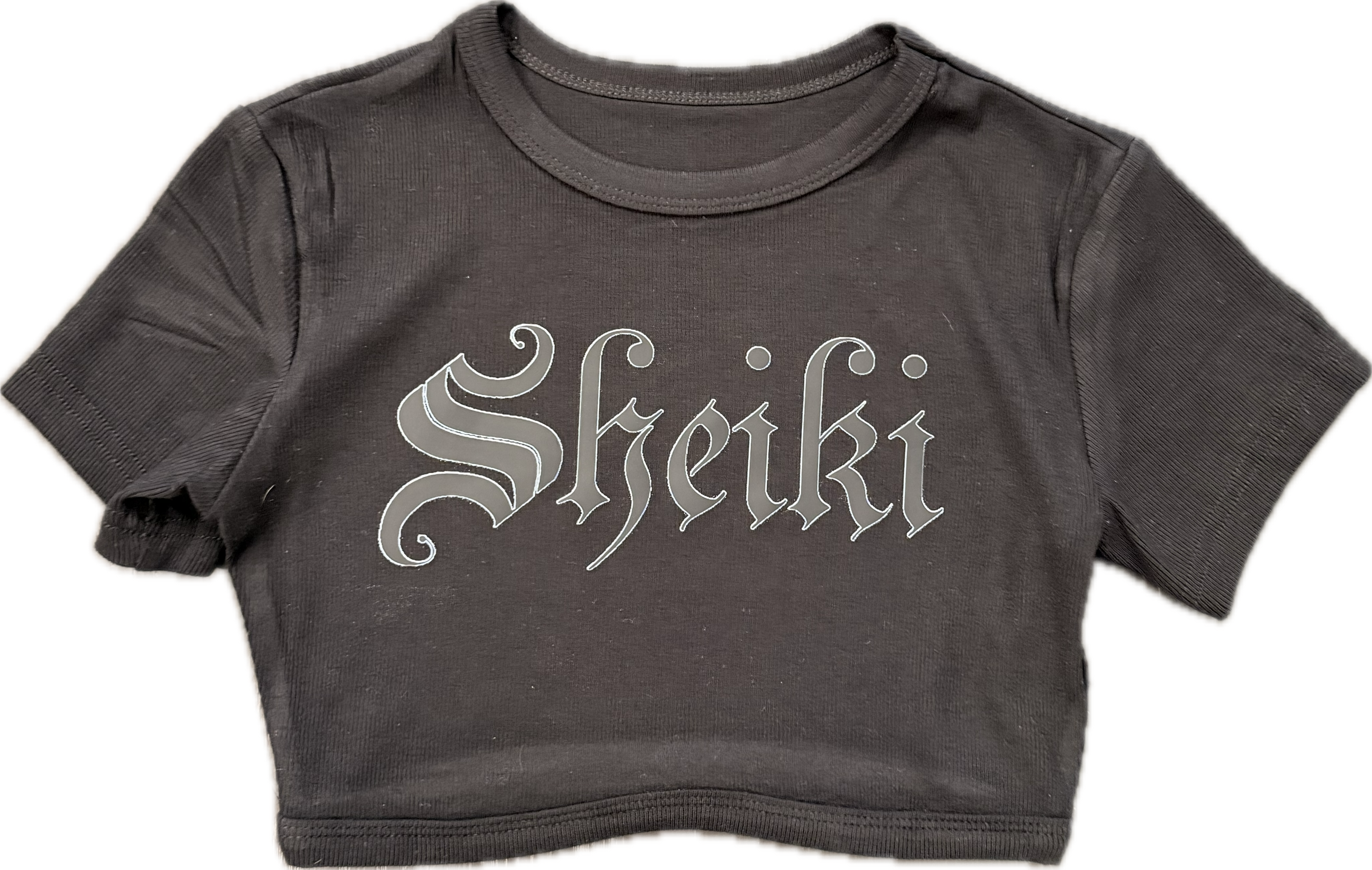 Ribbed black crop top sheiki shirt
