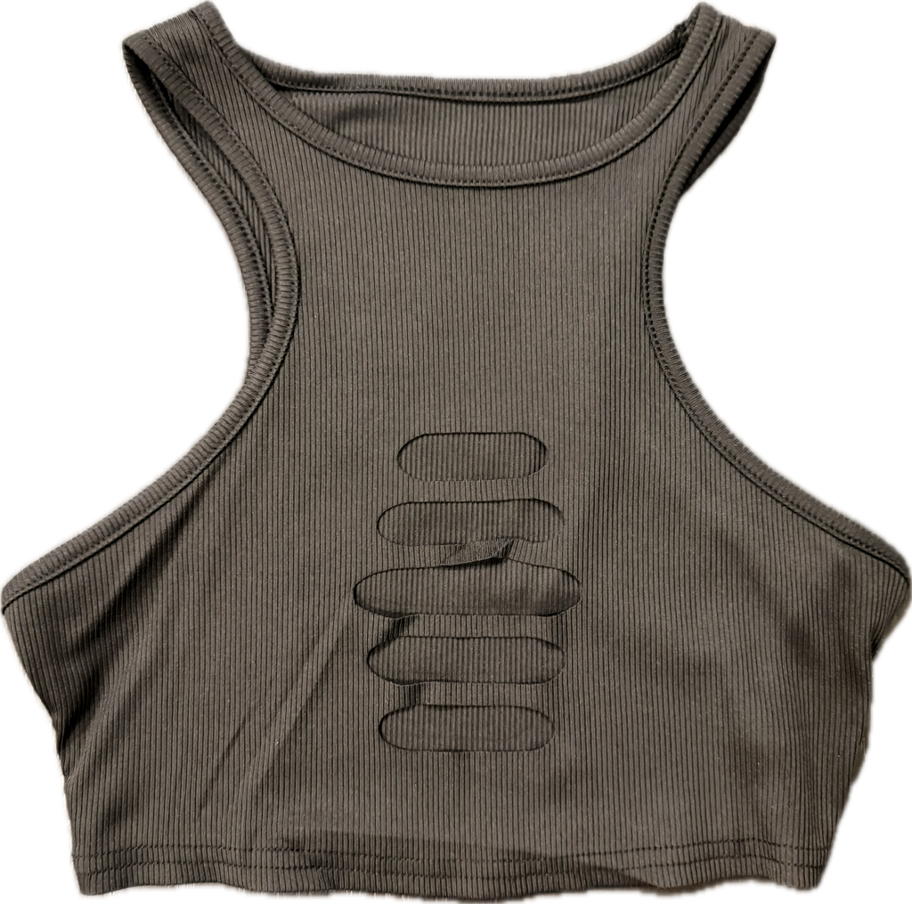 Sheiki black with slashes tank top