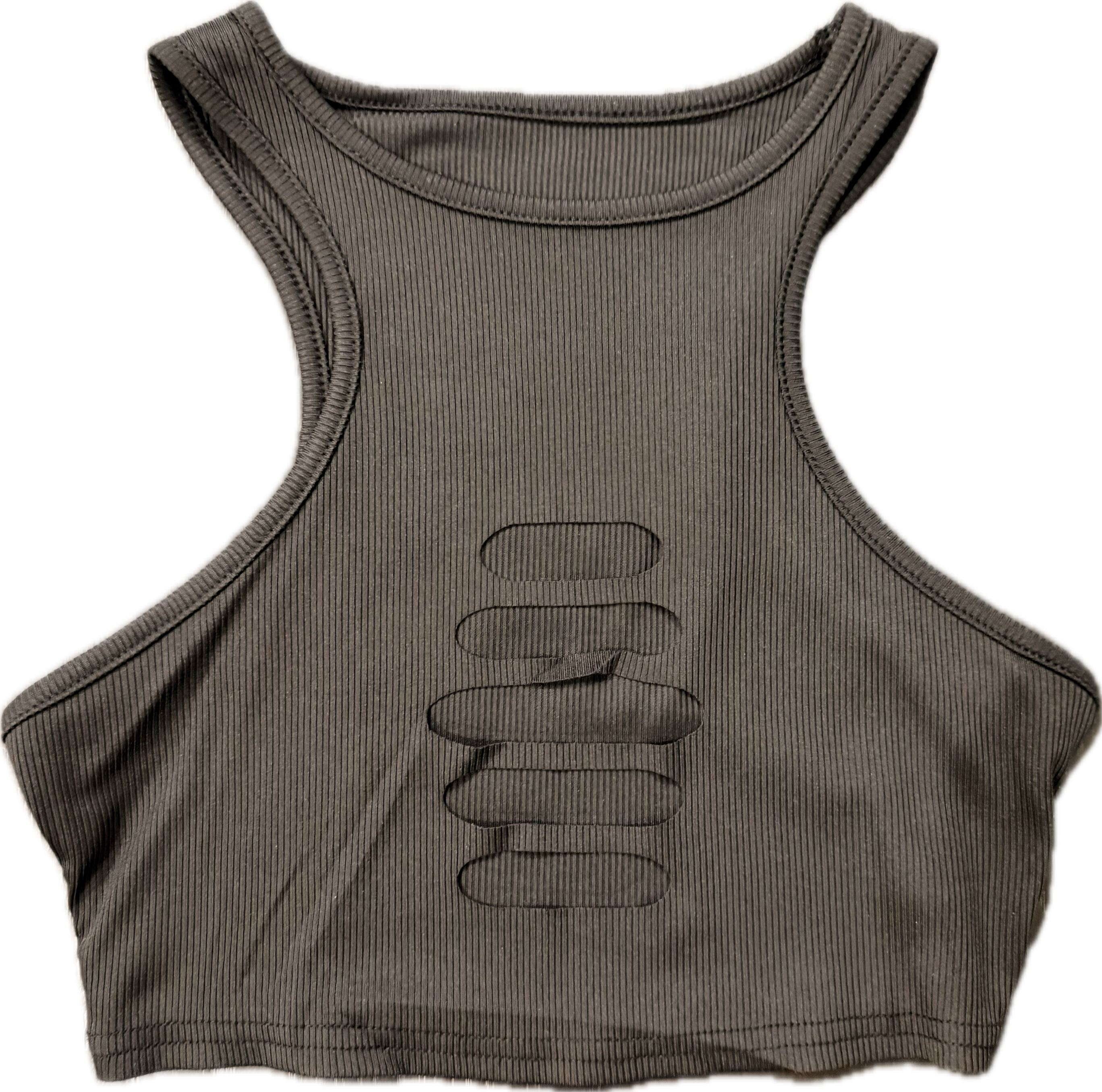 Sheiki black with slashes tank top
