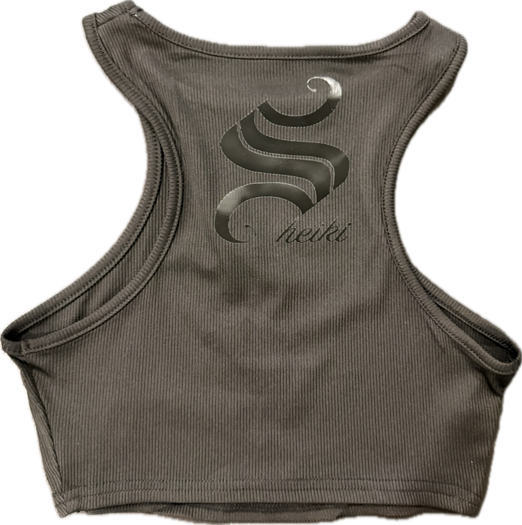 Sheiki black with slashes tank top