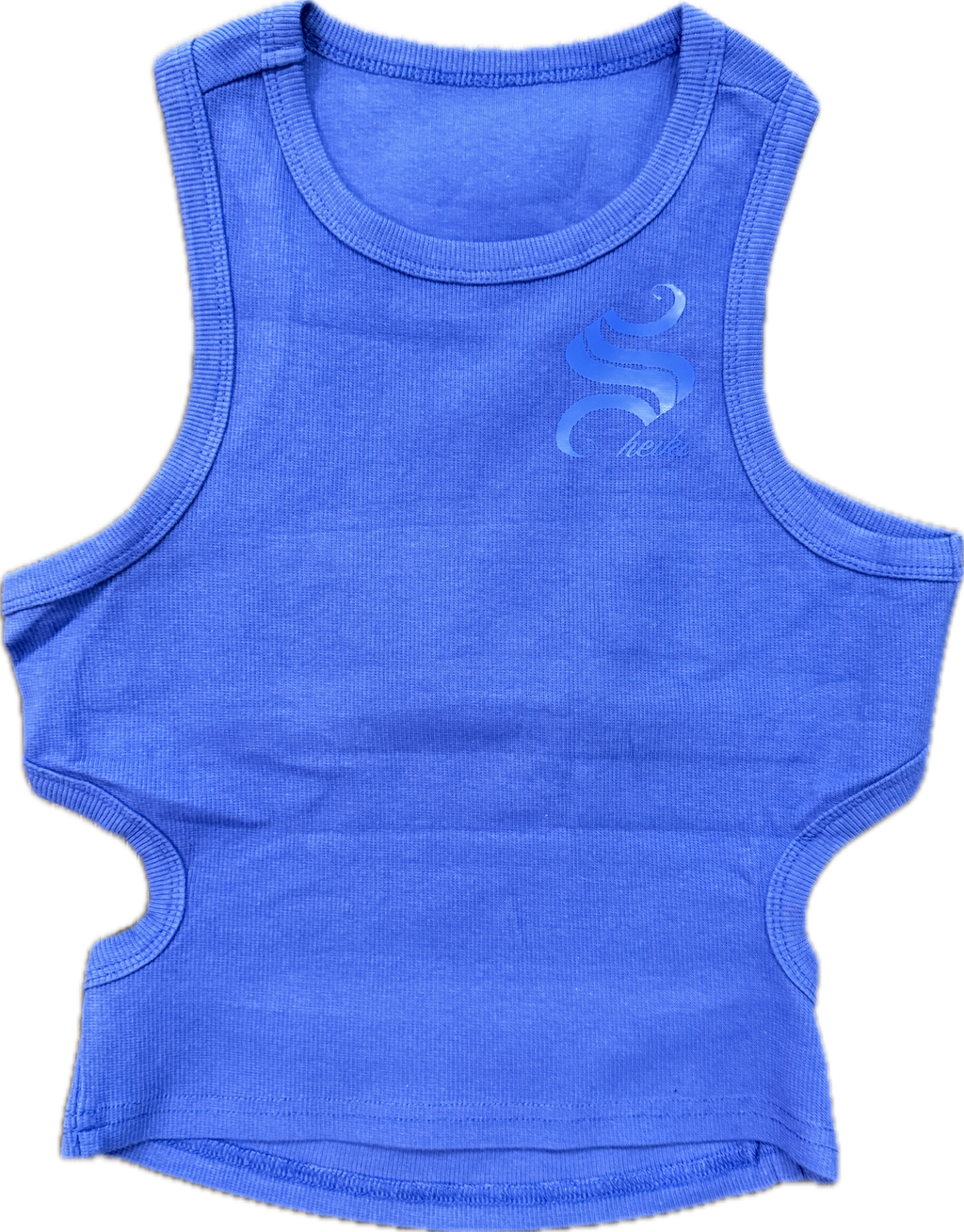 Sheiki blue backless crop top