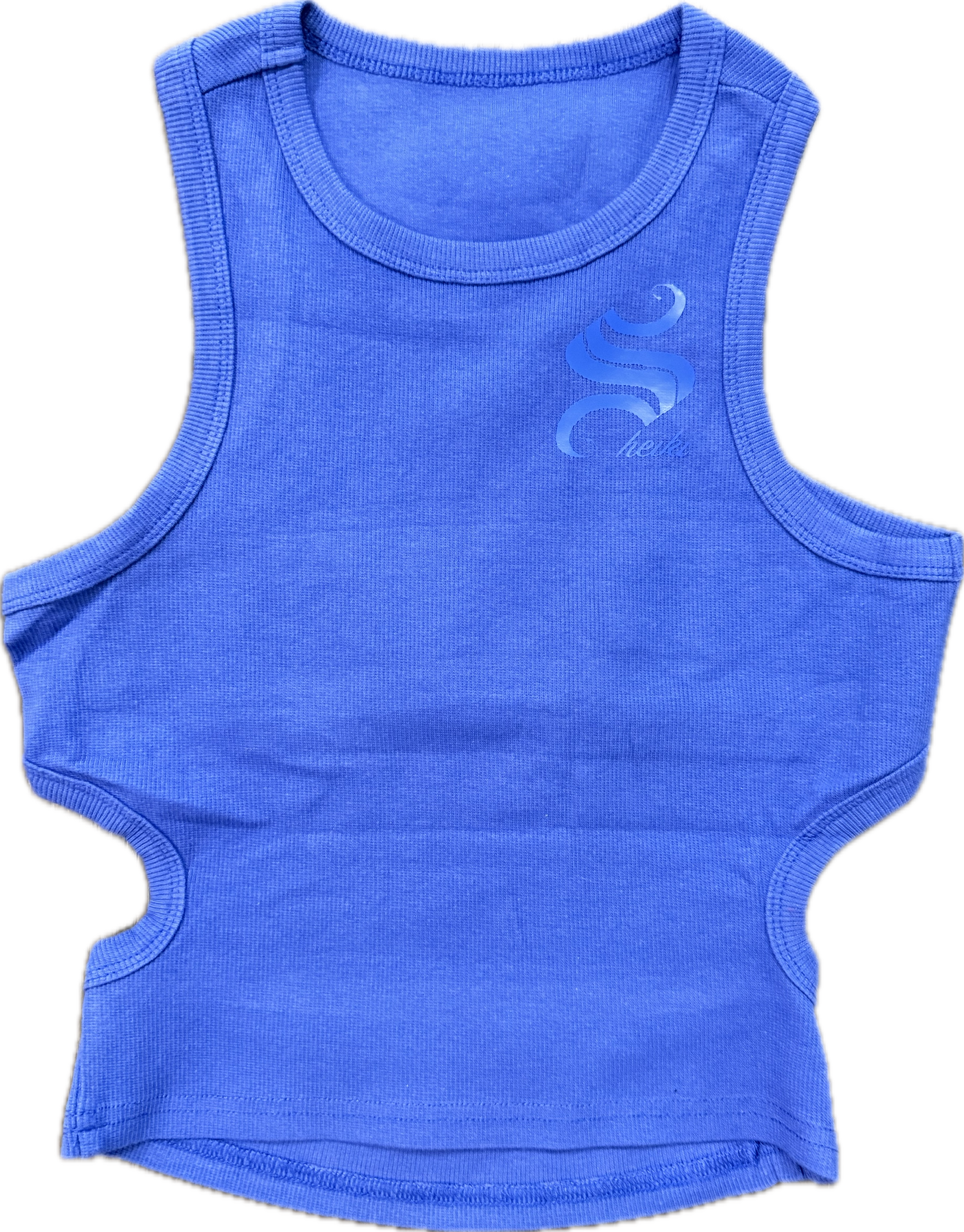 Sheiki blue backless crop top