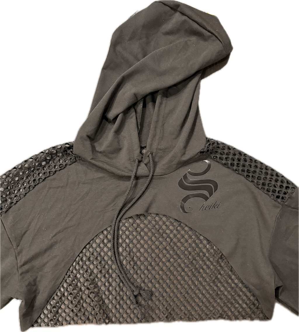 Black Mesh cropp hoodie