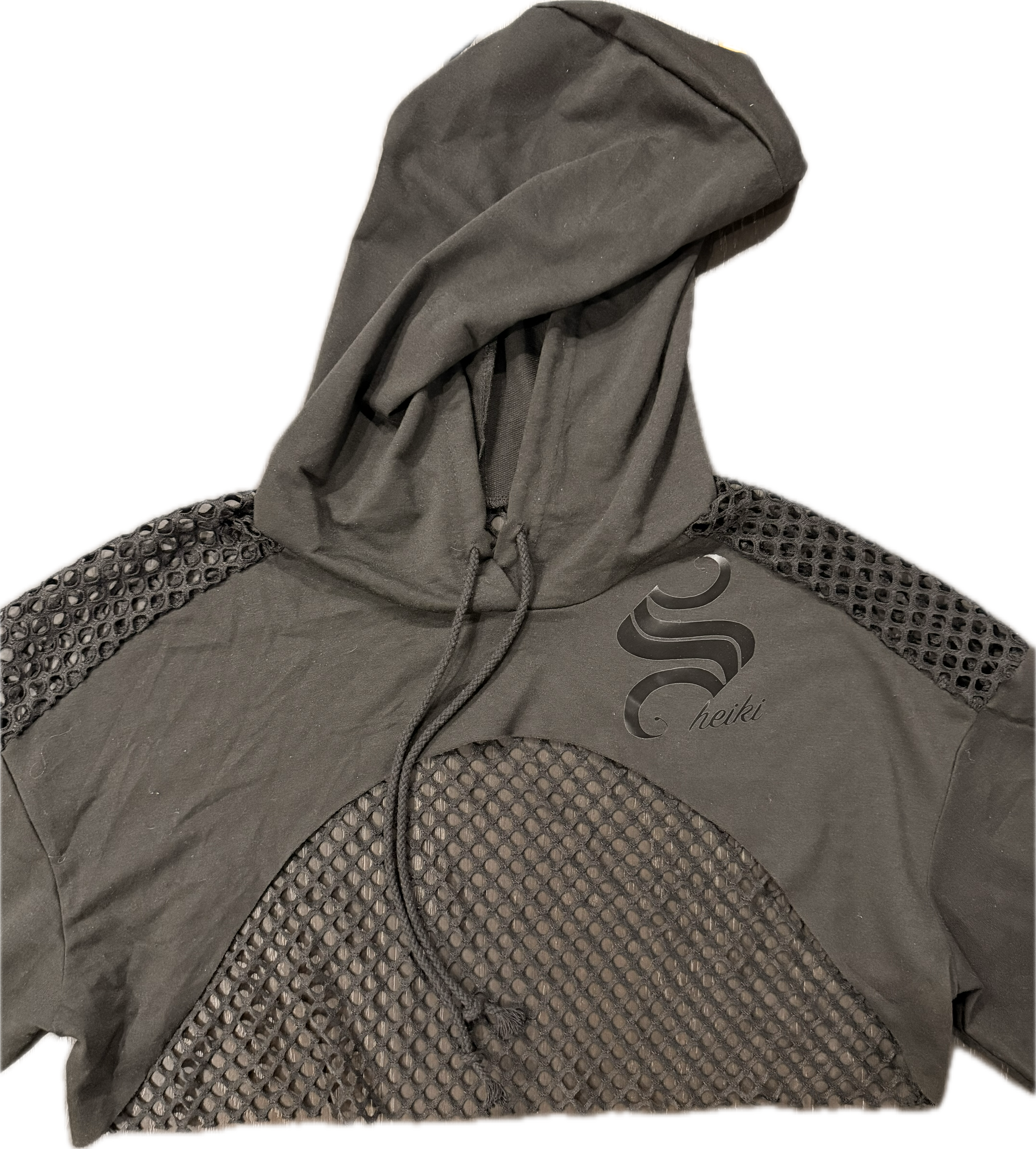 Black Mesh cropp hoodie