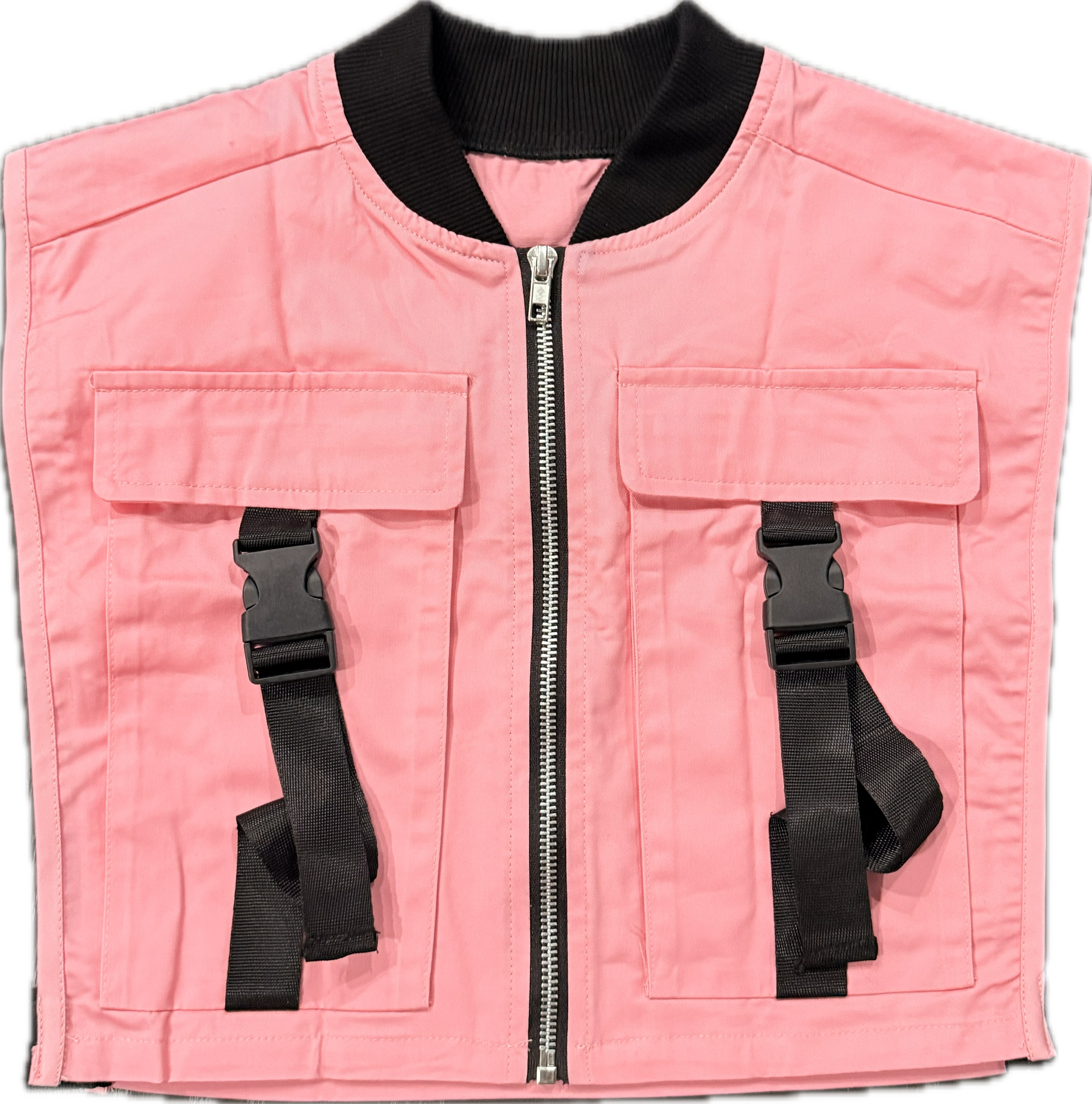 Pink cropped zip up vest