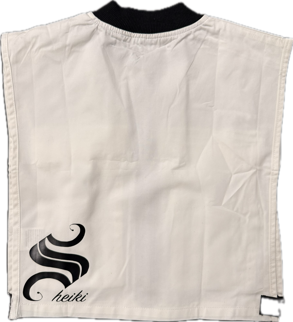 White cropped zip up vest