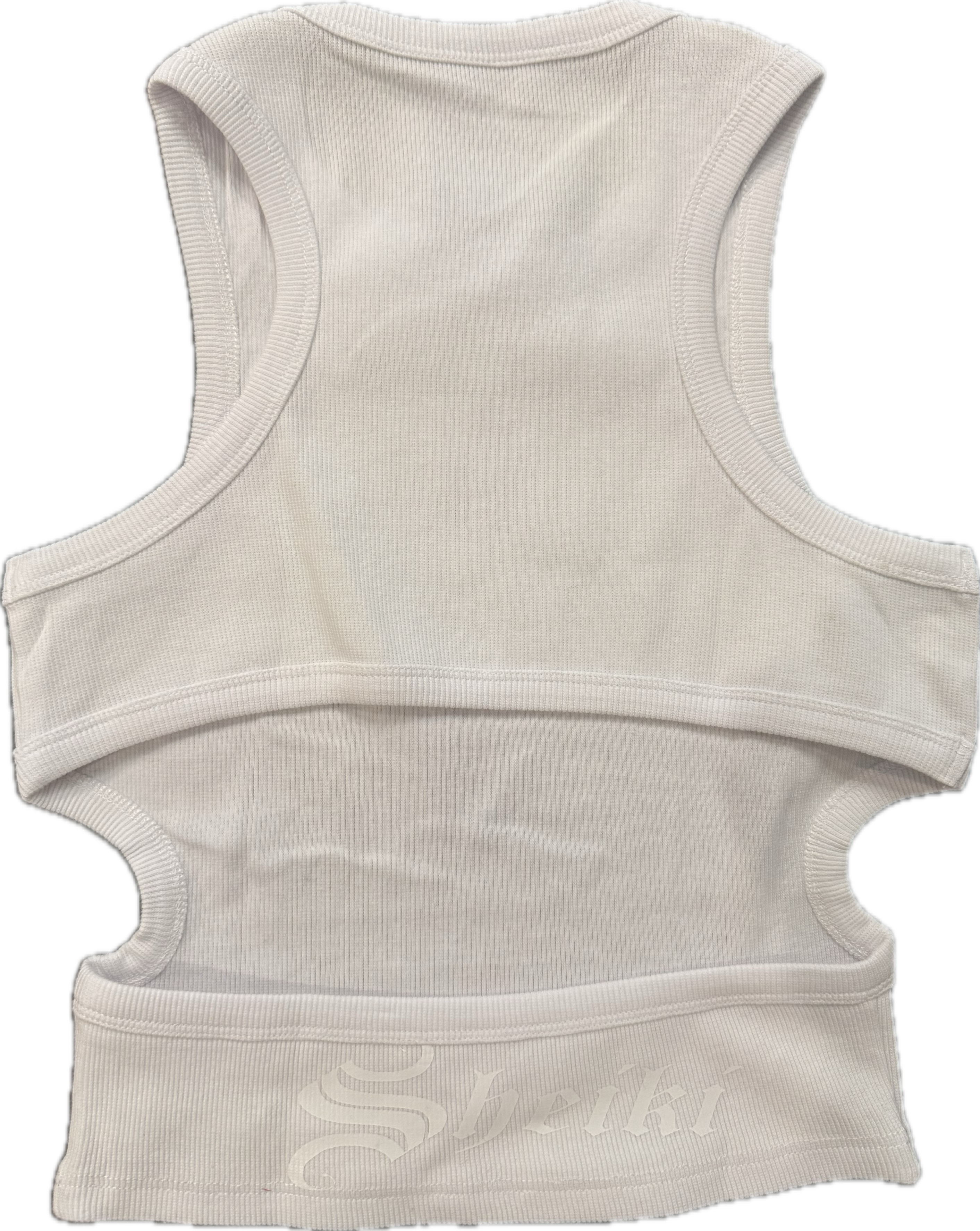 Sheiki white backless crop top