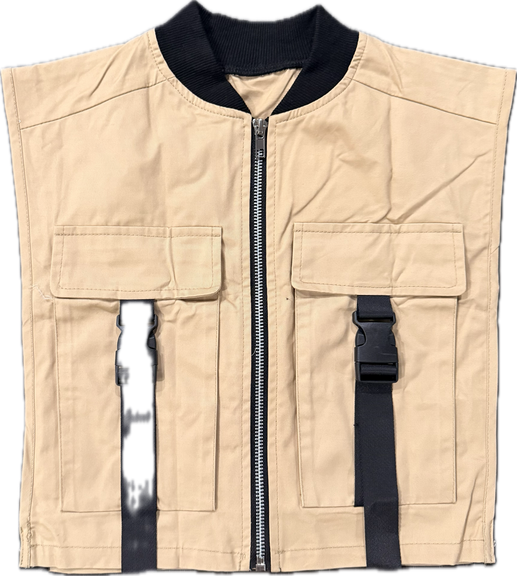 Sheiki Beige zip up cropped vest