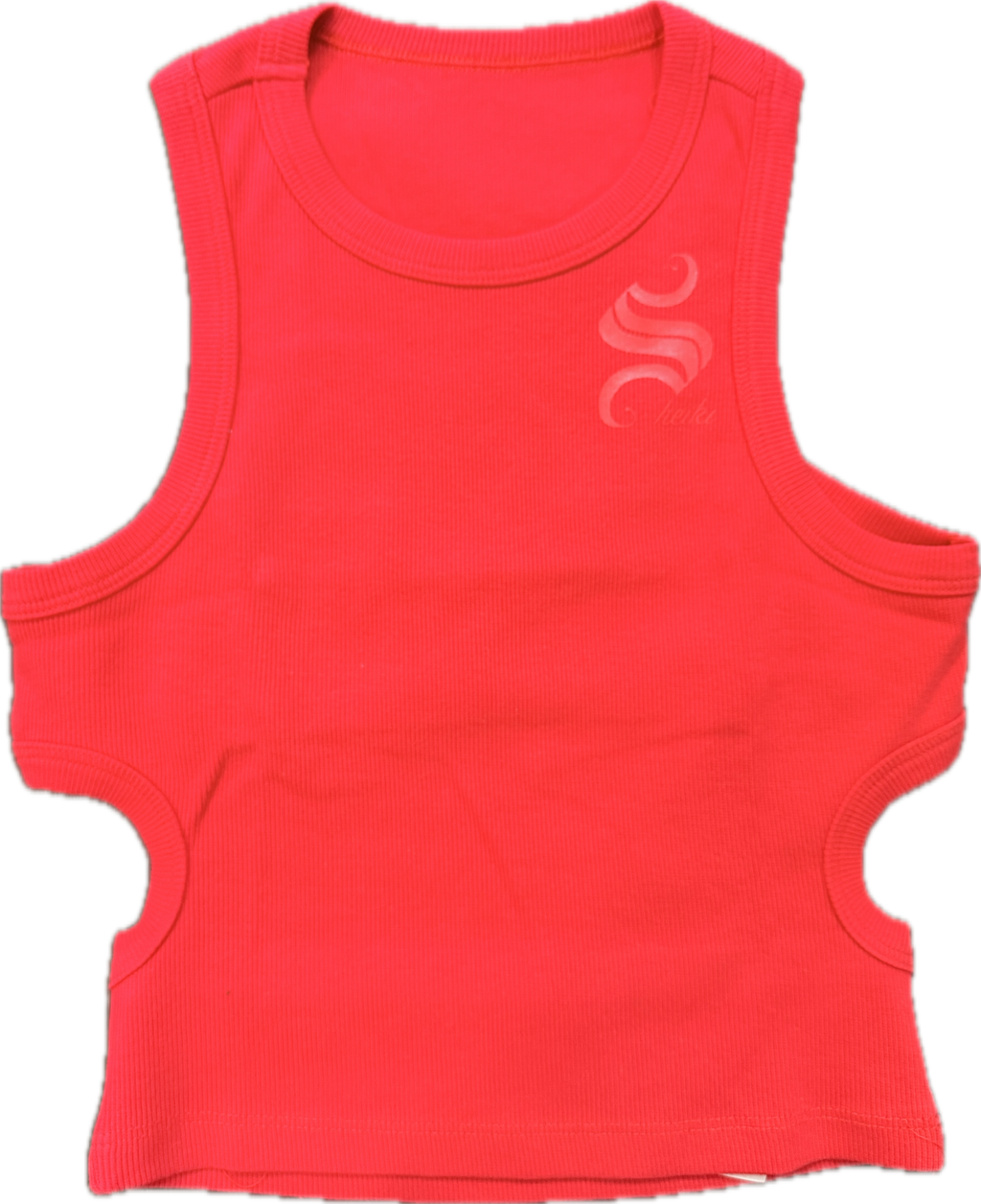Red tank cropped top with open back