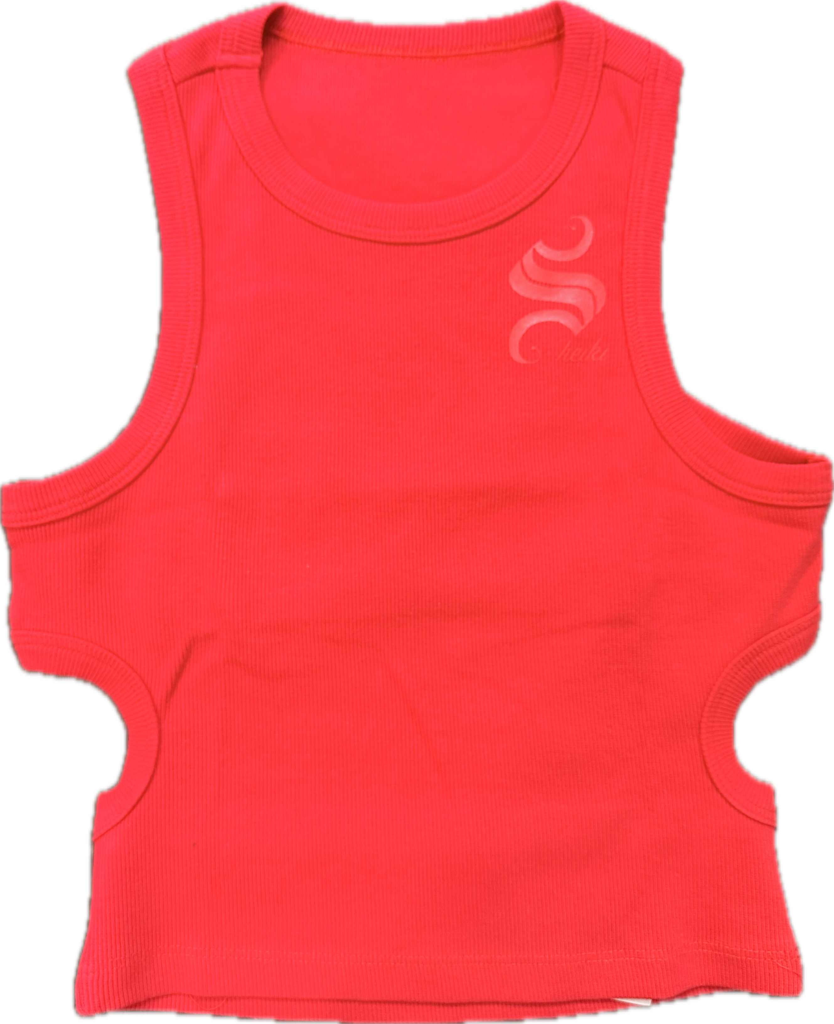 Red tank cropped top with open back