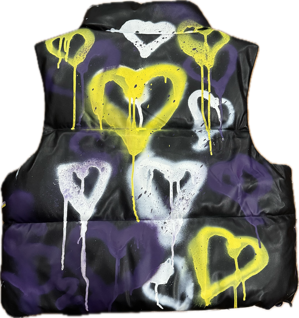 Graffitti heart puffer vest