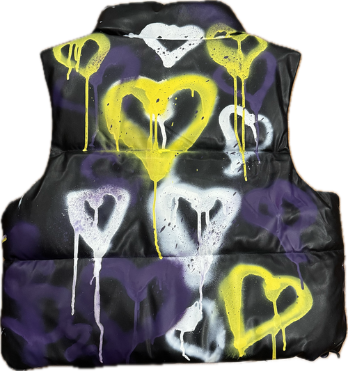 Graffitti heart puffer vest