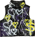 Graffitti heart puffer vest